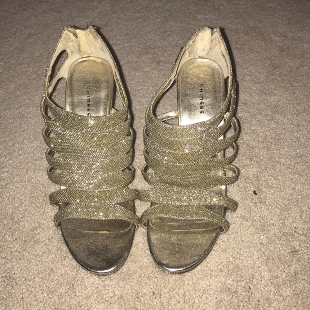 Gold shimmer heels